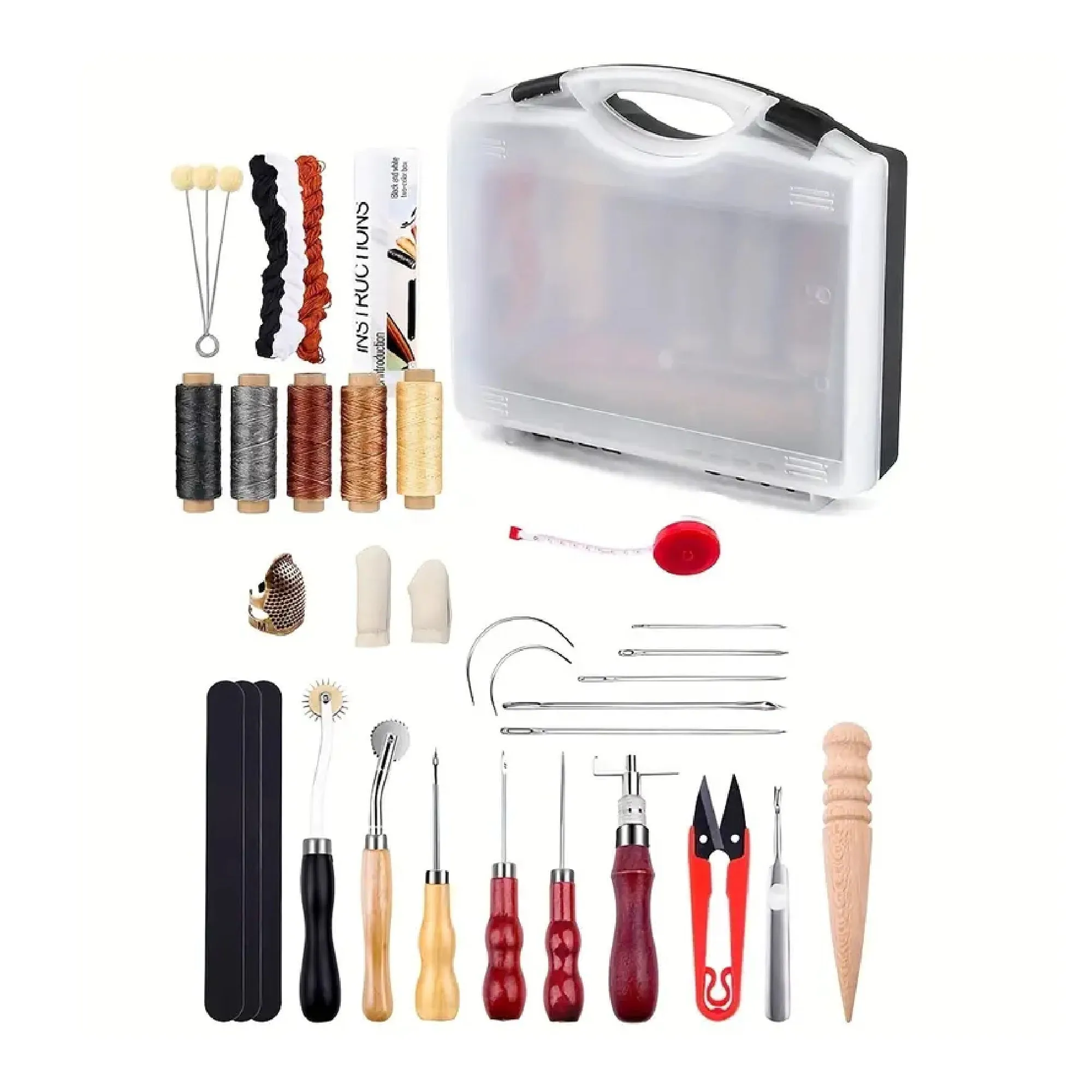 1set Leather Craft Tools Leather Working Tools Kit With Storage Bag Leather Carving Tools Leather Craft Making For Cutting Punching Sewing Carving Stamping Leather Tooling Kit