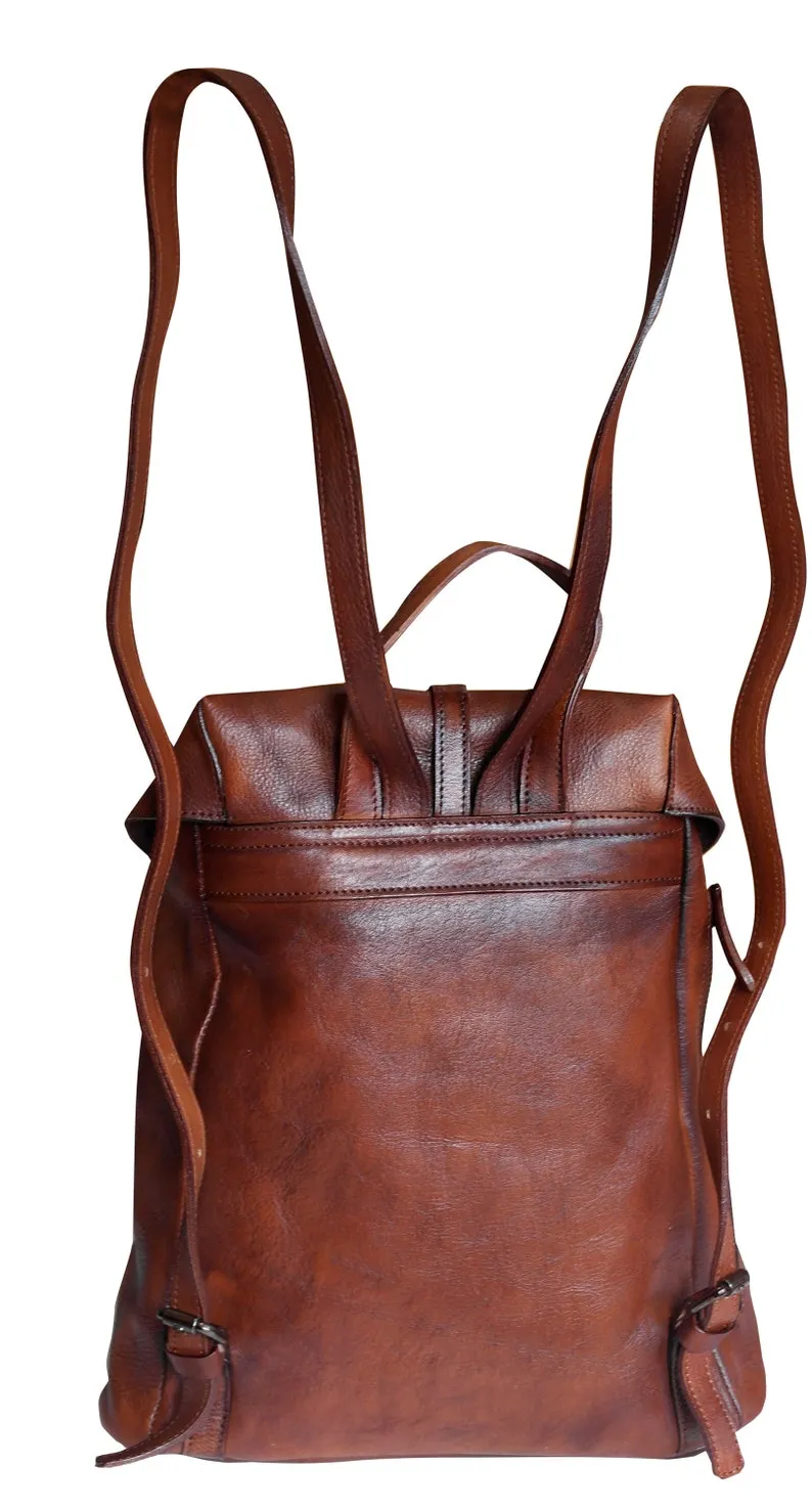 Black Zipper Leather Backpack for Women