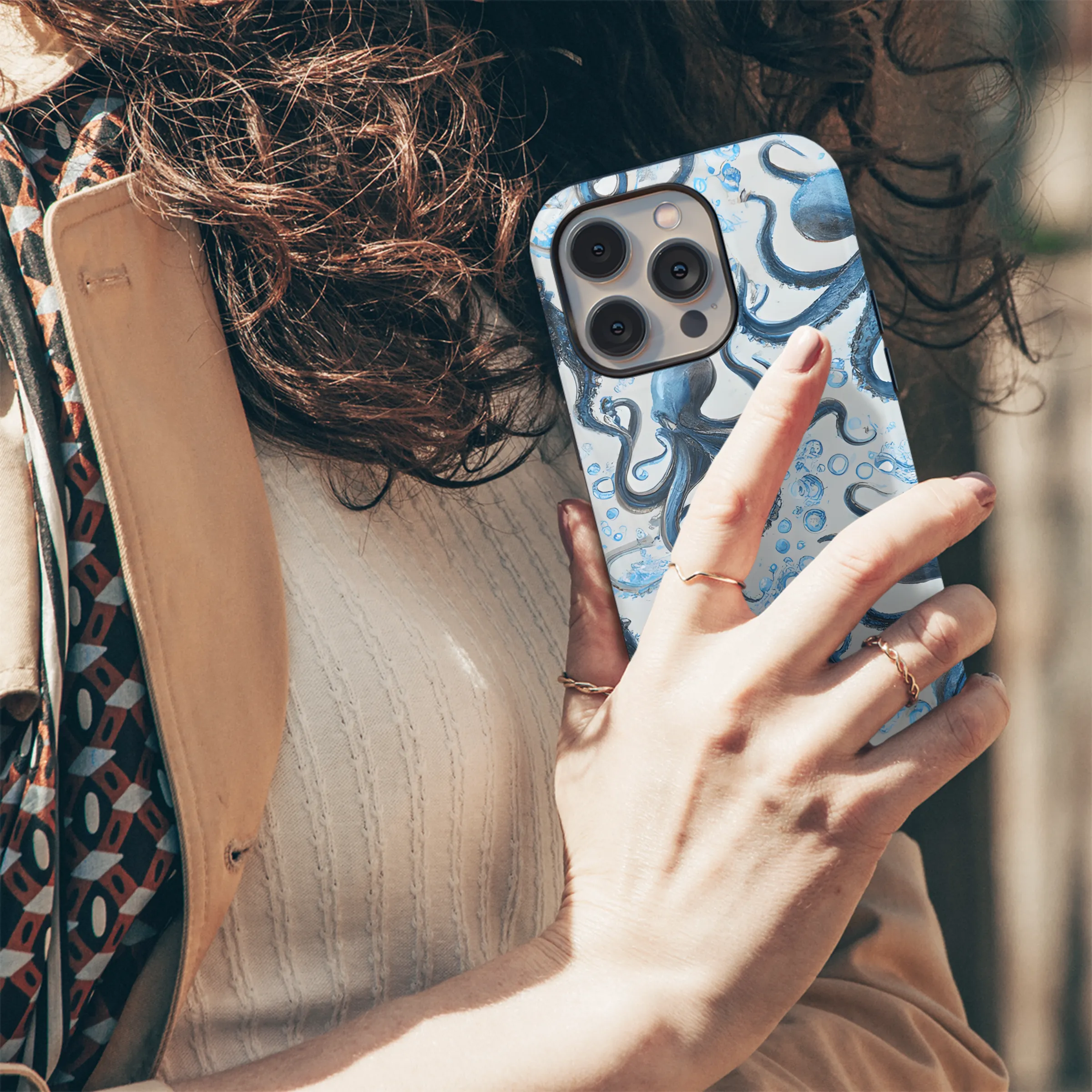 Blue Octopus Splash Phone Case iPhone Samsung Cover Pixel 3610