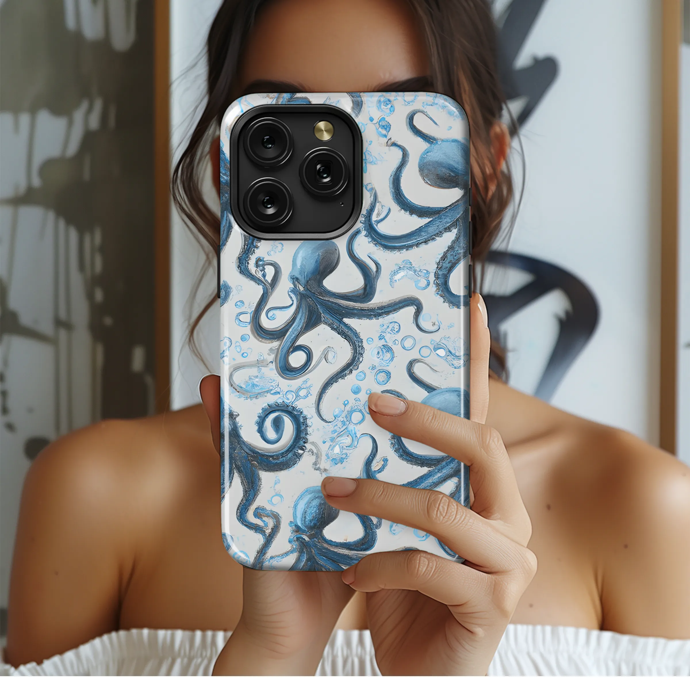 Blue Octopus Splash Phone Case iPhone Samsung Cover Pixel 3610