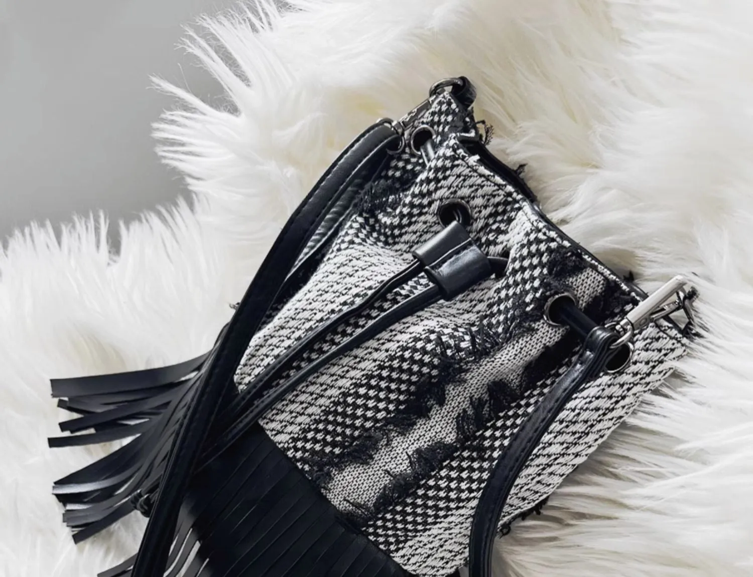 Boho Polyester and Vegan Leather Womens Fringe Crossbody Bag Convertible Backpack Purse