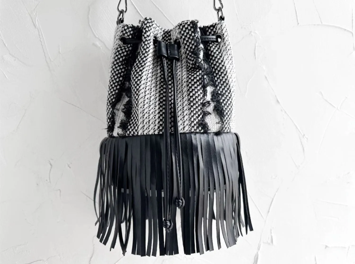 Boho Polyester and Vegan Leather Womens Fringe Crossbody Bag Convertible Backpack Purse