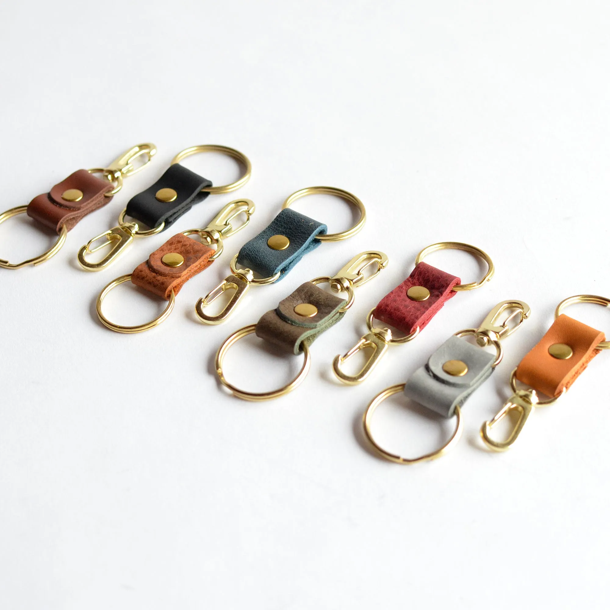 Brass Leather Key Clip   Ring