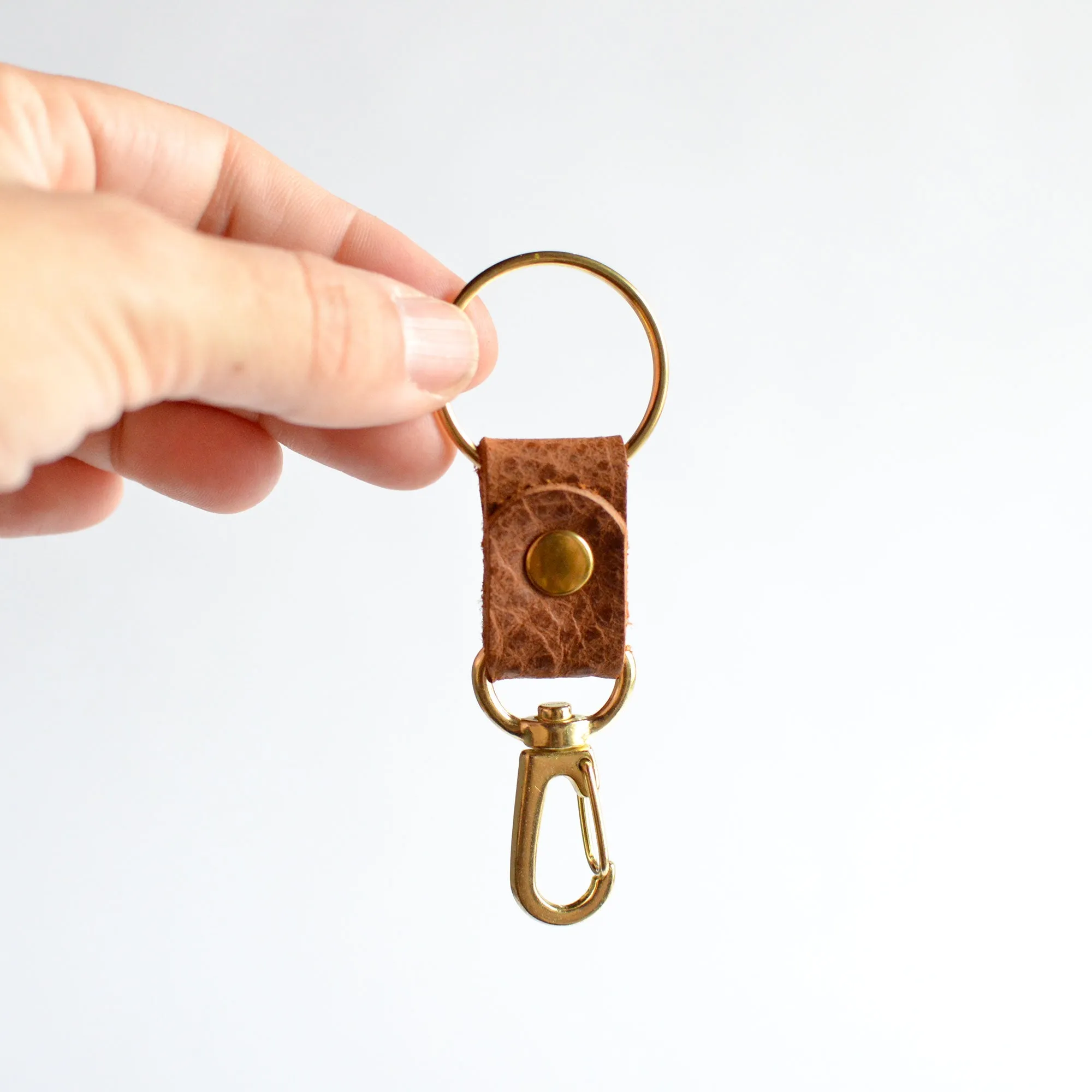 Brass Leather Key Clip   Ring