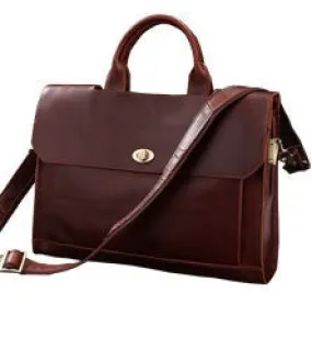 Burgundy Large Leather Briefcase Handbag - Italian Leather