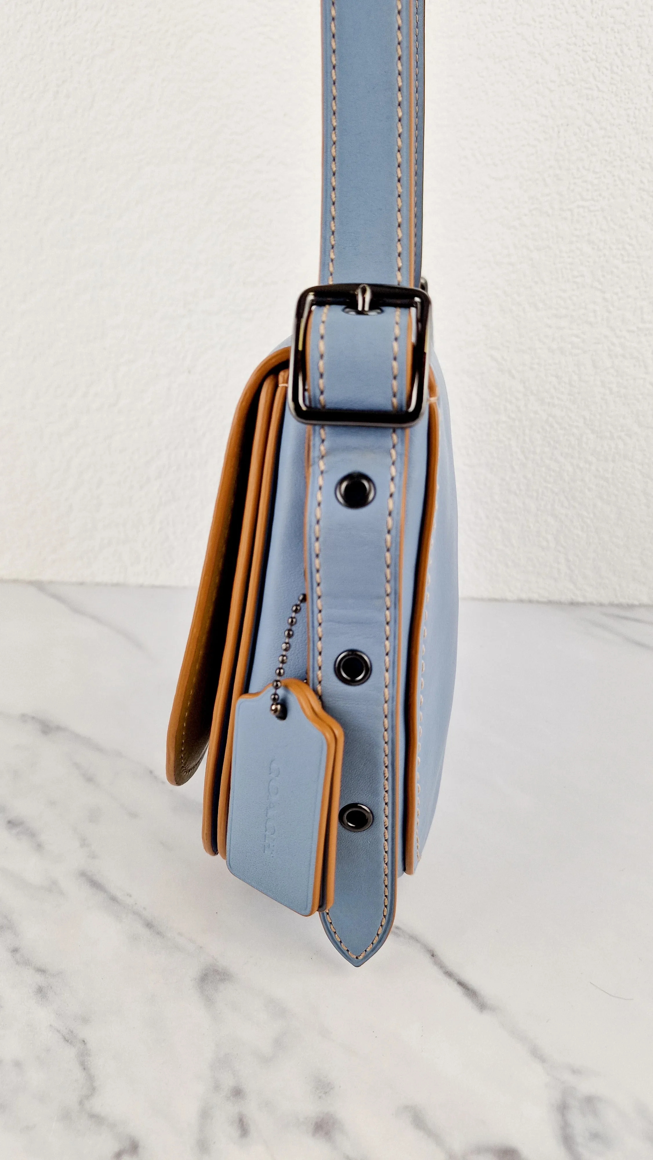 Coach 1941 Saddle 23 Bag in Cornflower Blue Smooth Leather - 75th Anniversary Limited Edition - Coach 37875