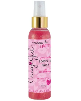 Crazy Girl Wanna Be Glam Glitzy Body Sparkle Mist w/Pheromones - 4 oz Very Berry Wild