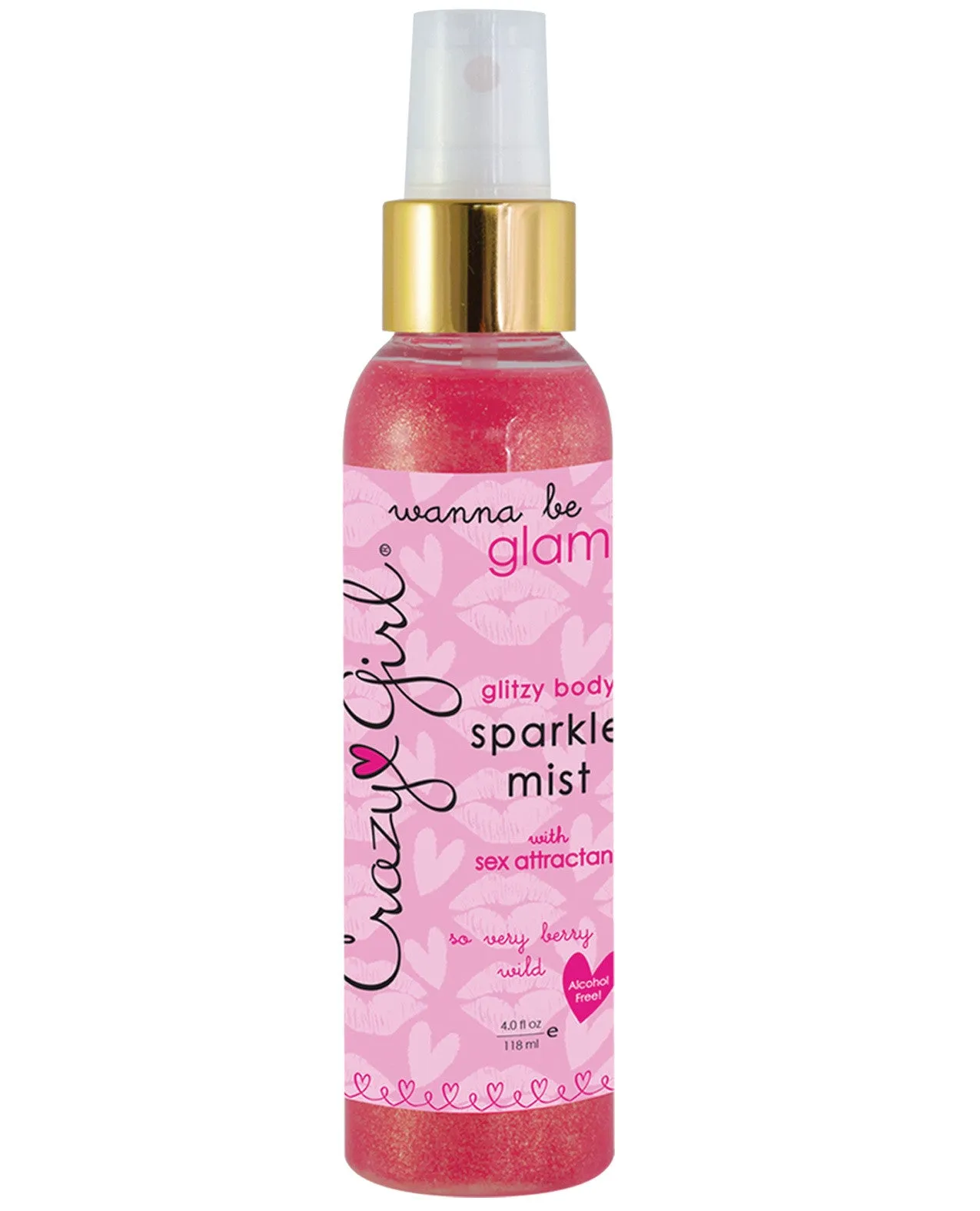 Crazy Girl Wanna Be Glam Glitzy Body Sparkle Mist w/Pheromones - 4 oz Very Berry Wild