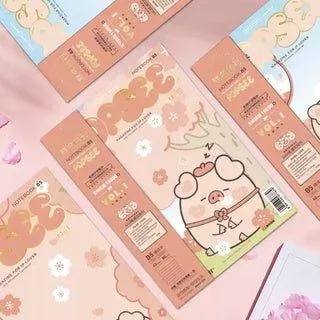 Cute original Jiji pig cherry blossom series wireless binding notebook B5 horizontal line notebook random shipment