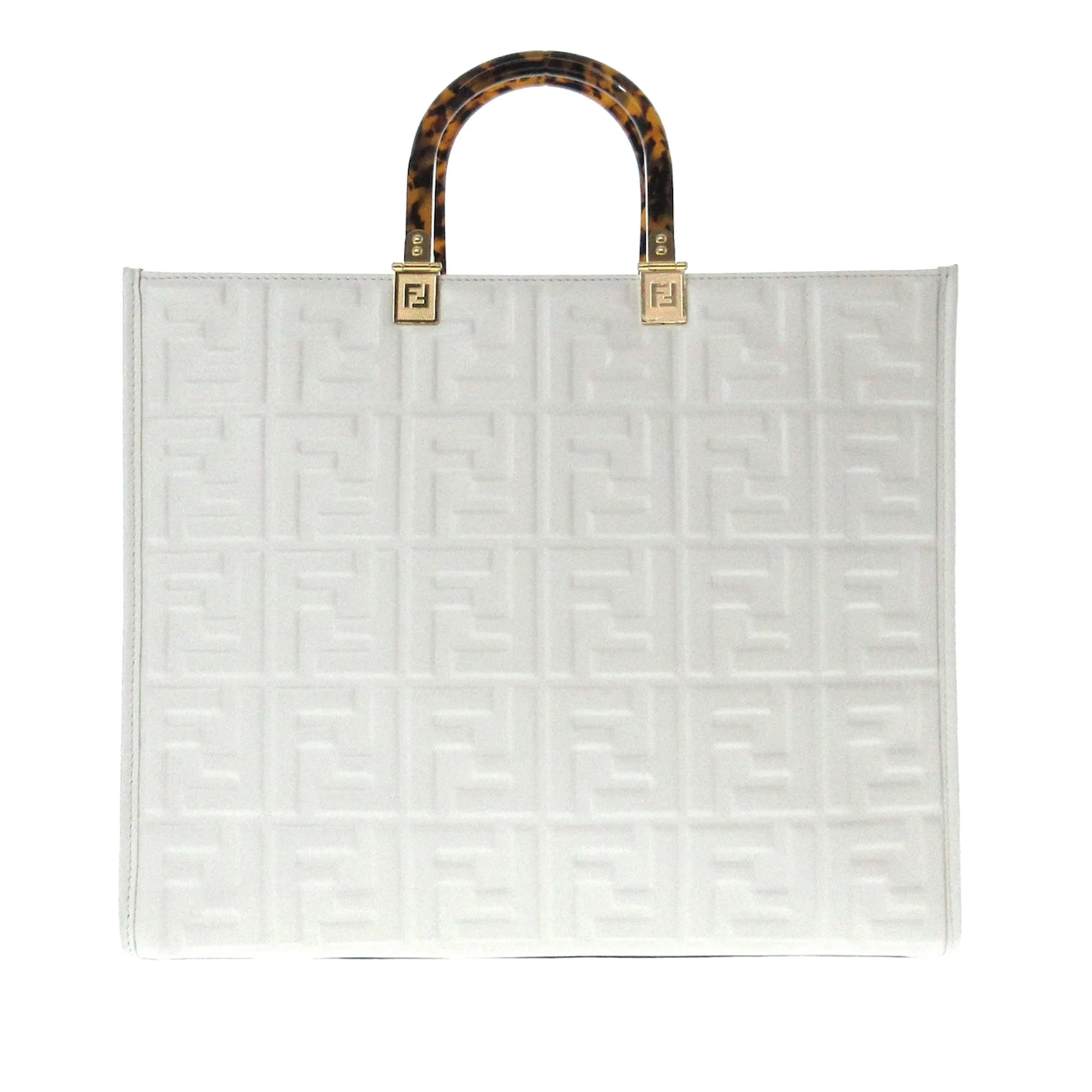 FENDI Medium Embossed Zucca Sunshine Shopper Tote Satchel