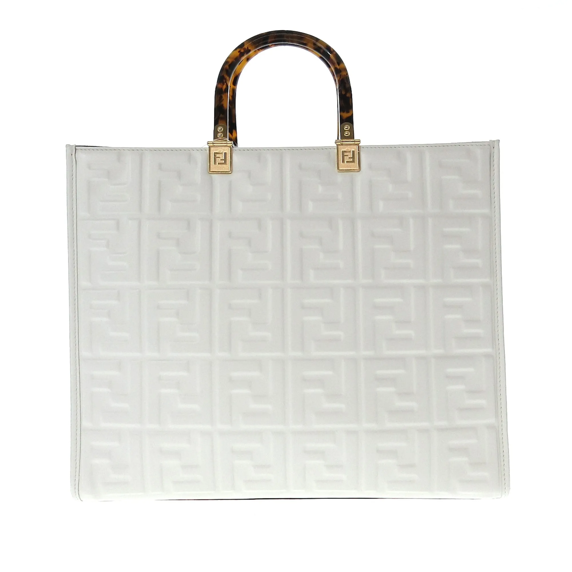 FENDI Medium Embossed Zucca Sunshine Shopper Tote Satchel