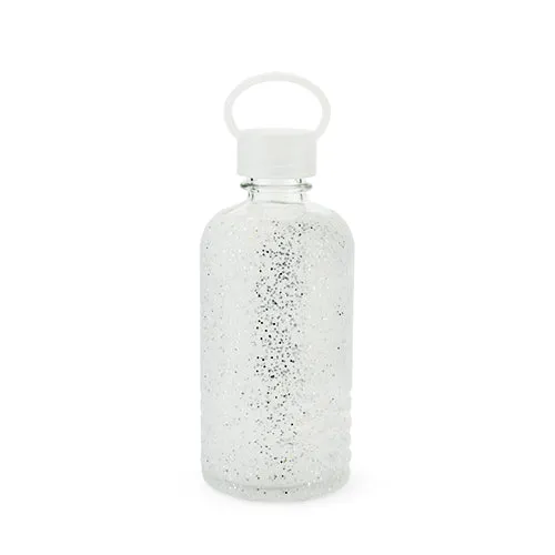 Glimmer: Silver Glitter Silicone Water Bottle