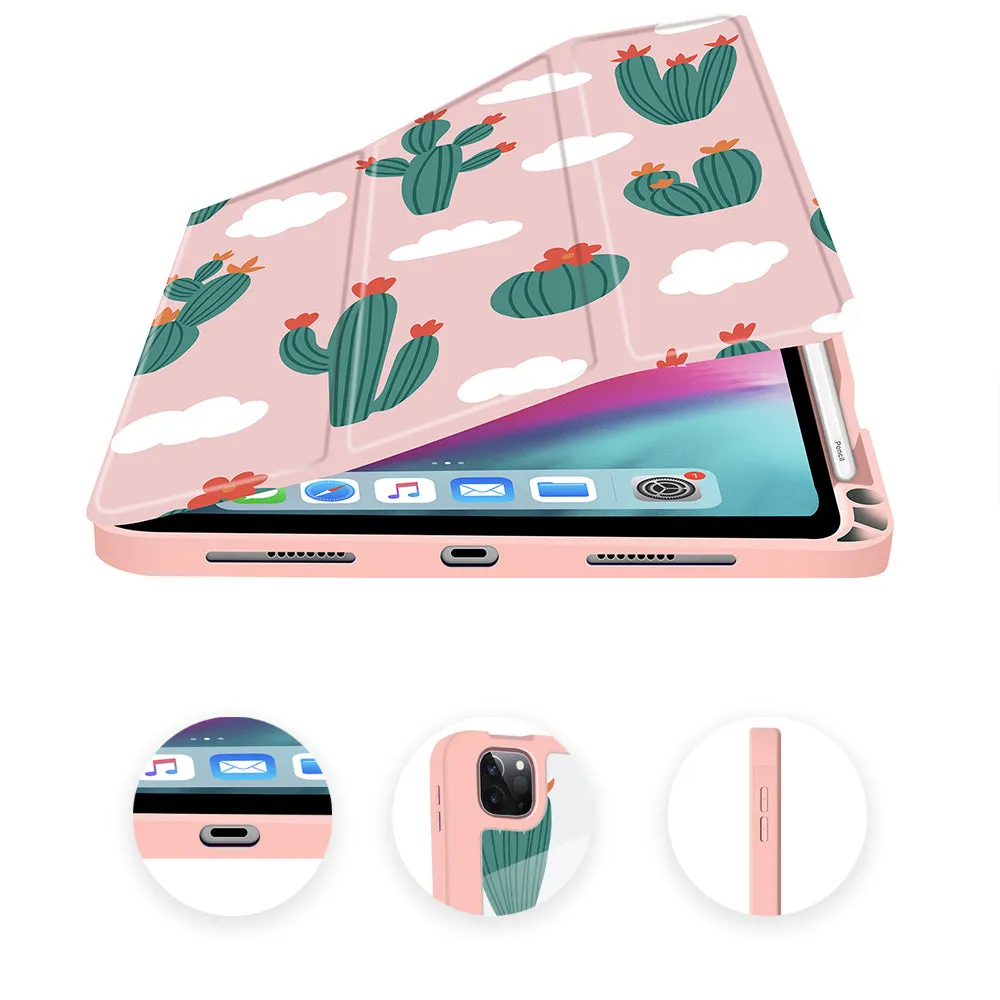 iPad Pro 12.9 2021/2020/2018 Case | Soft TPU Floral Protective Shockproof Cover Tablet Case Cover |Pink