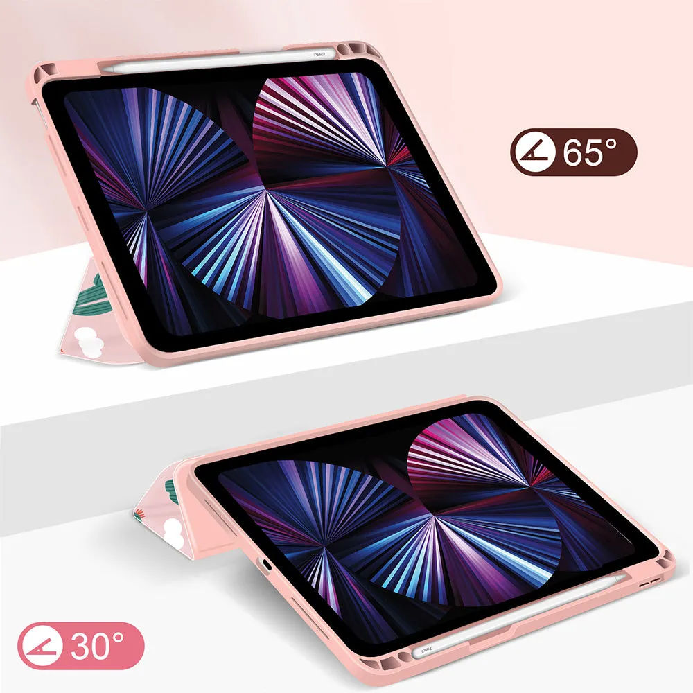 iPad Pro 12.9 2021/2020/2018 Case | Soft TPU Floral Protective Shockproof Cover Tablet Case Cover |Pink