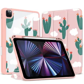 iPad Pro 12.9 2021/2020/2018 Case | Soft TPU Floral Protective Shockproof Cover Tablet Case Cover |Pink