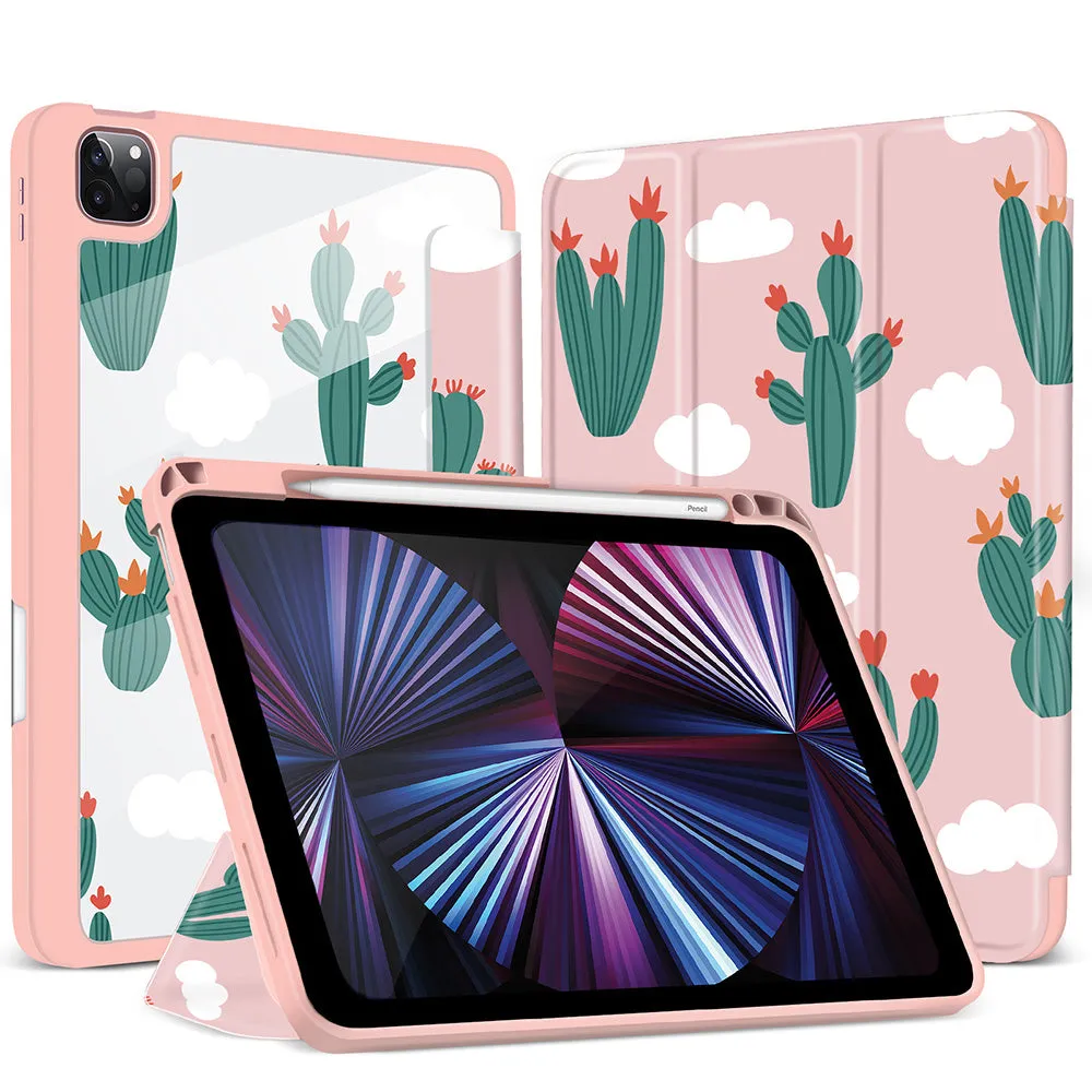 iPad Pro 12.9 2021/2020/2018 Case | Soft TPU Floral Protective Shockproof Cover Tablet Case Cover |Pink