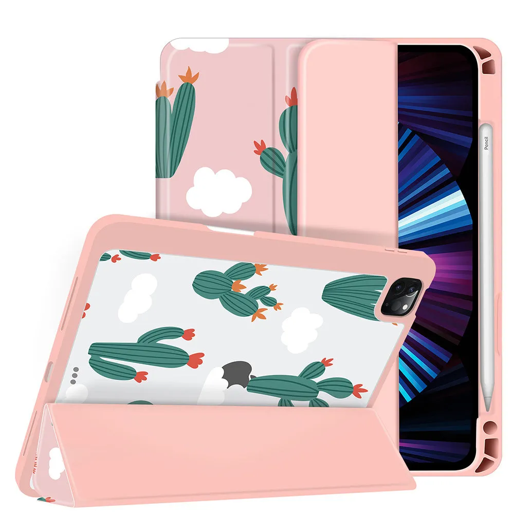 iPad Pro 12.9 2021/2020/2018 Case | Soft TPU Floral Protective Shockproof Cover Tablet Case Cover |Pink