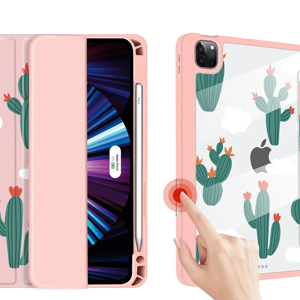iPad Pro 12.9 2021/2020/2018 Case | Soft TPU Floral Protective Shockproof Cover Tablet Case Cover |Pink
