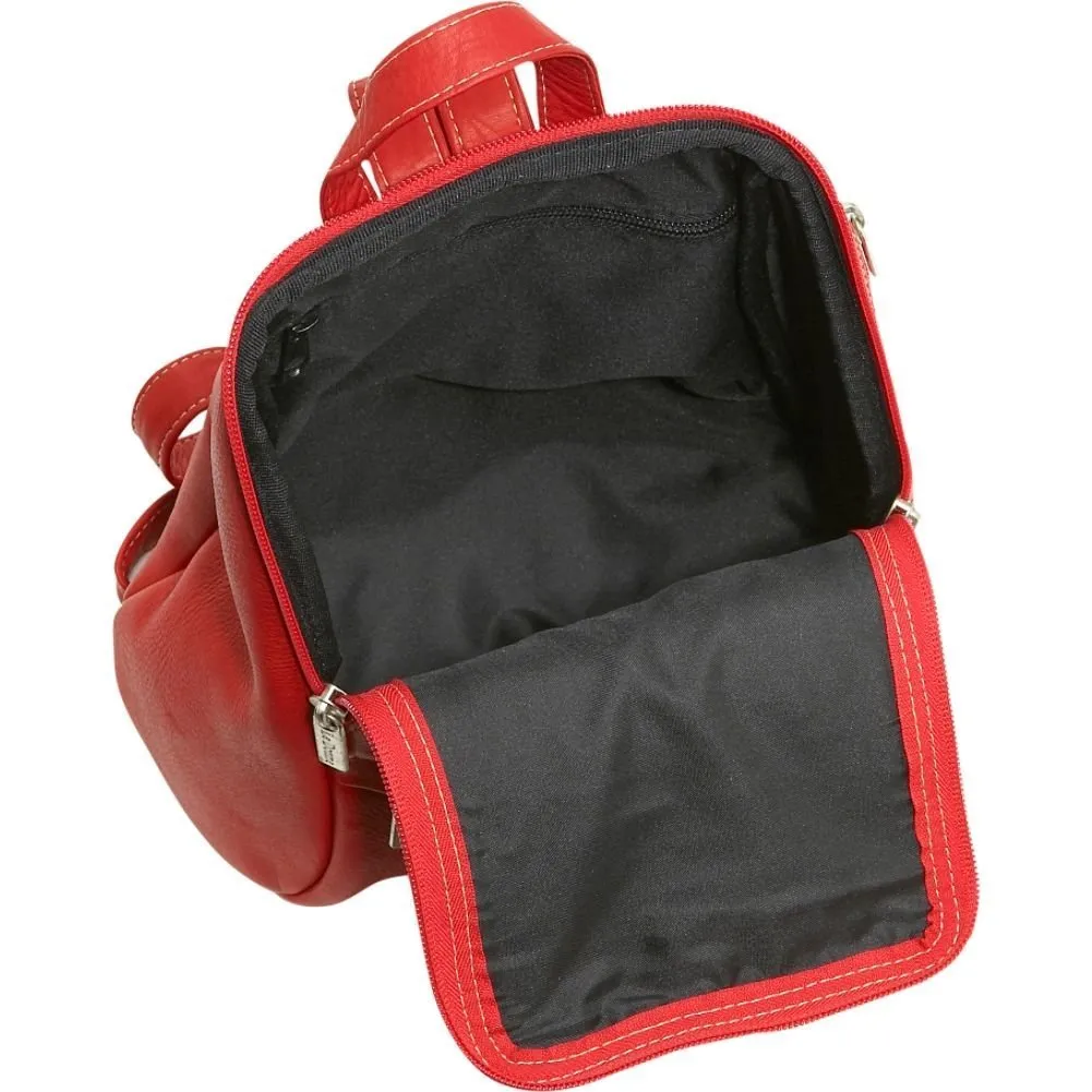 Leather U-Zip Mini Backpack