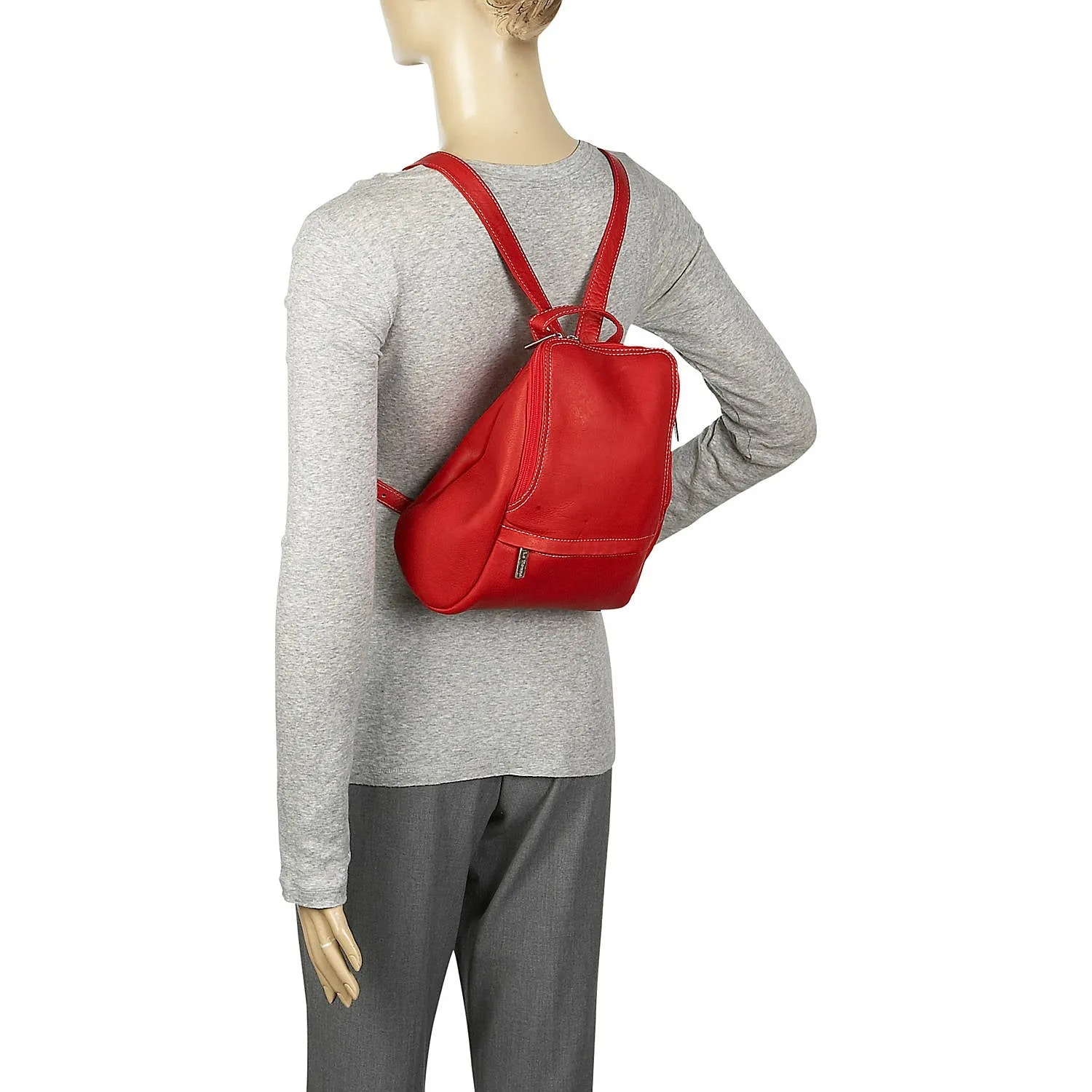 Leather U-Zip Mini Backpack
