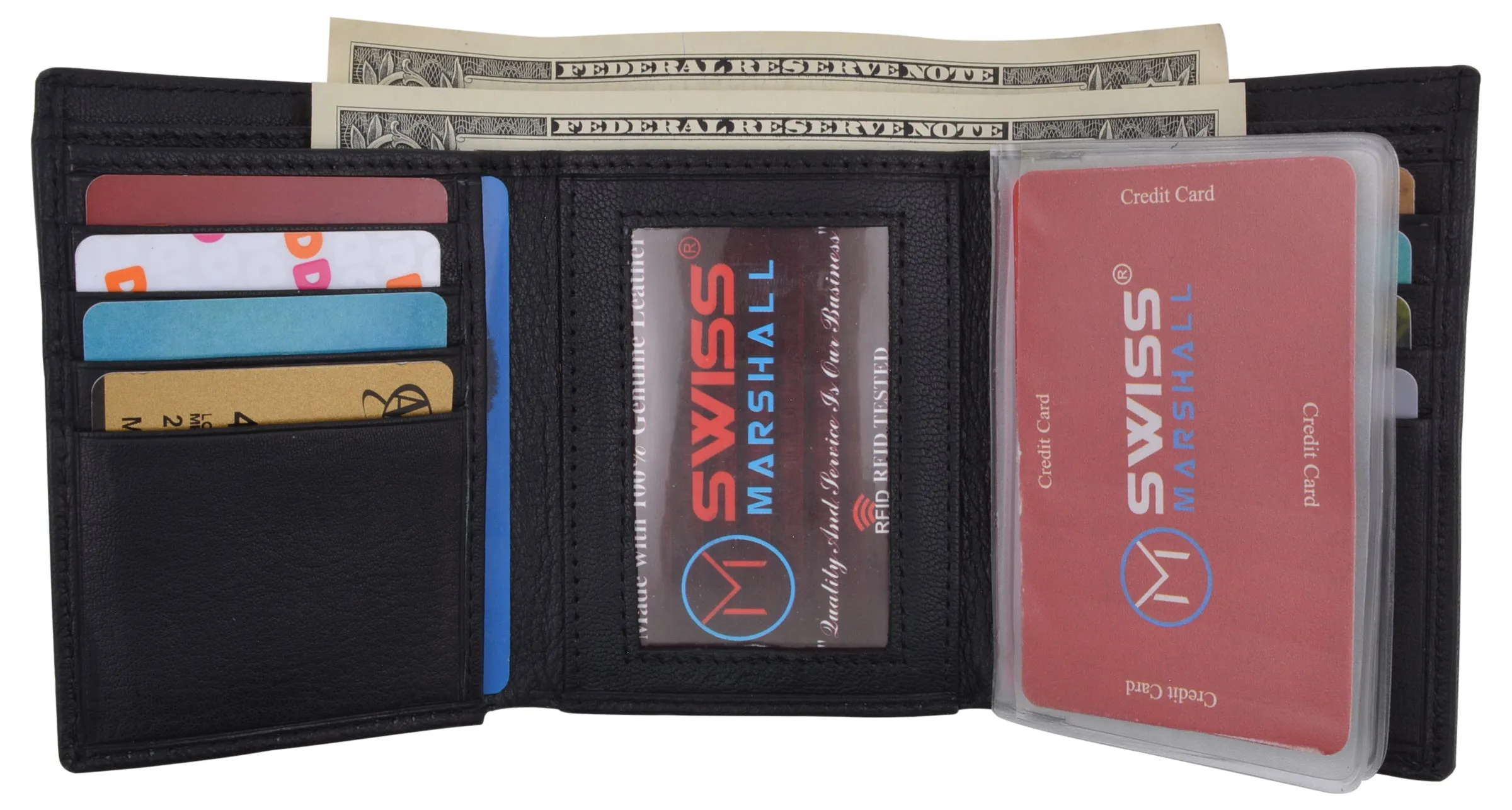 Men's Classic Trifold RFID Security Blocking Slim Credit Card ID Premium Leather Wallet