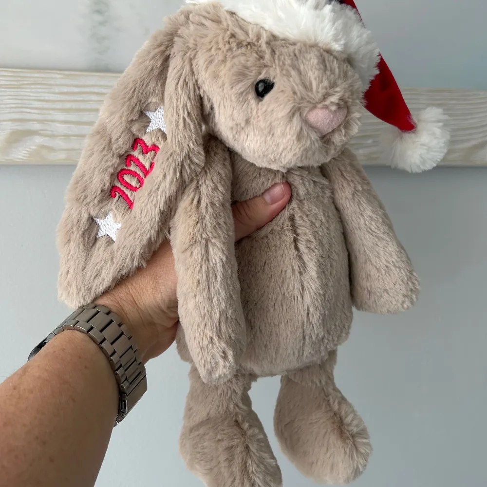 Personalised Beige Jellycat Christmas Bunny