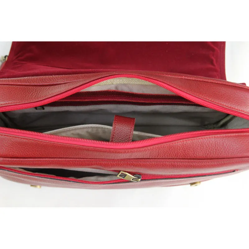 Red handmade leather computer bag