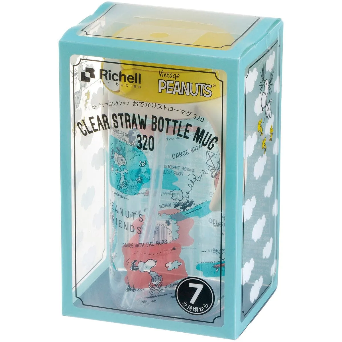 Richell - Vintage Snoopy Peanut Collection Clear Tritan Sippy Straw Bottle Mug