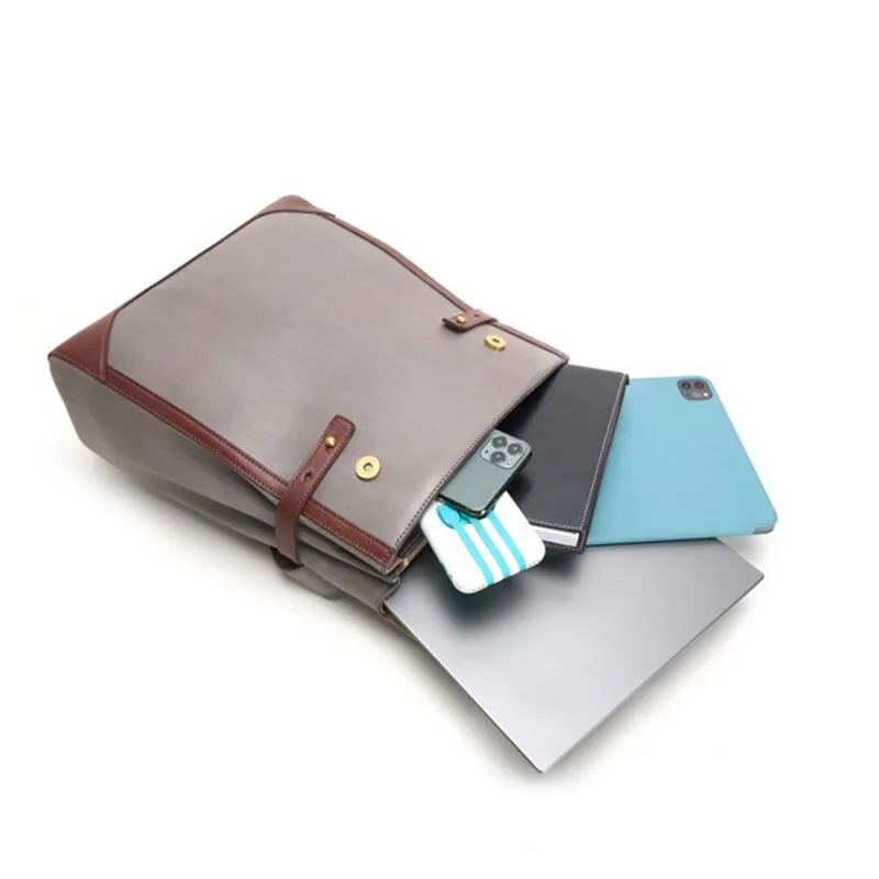 Vintage Fashion Vegetable Tanned Leather Colour Clash Backpack
