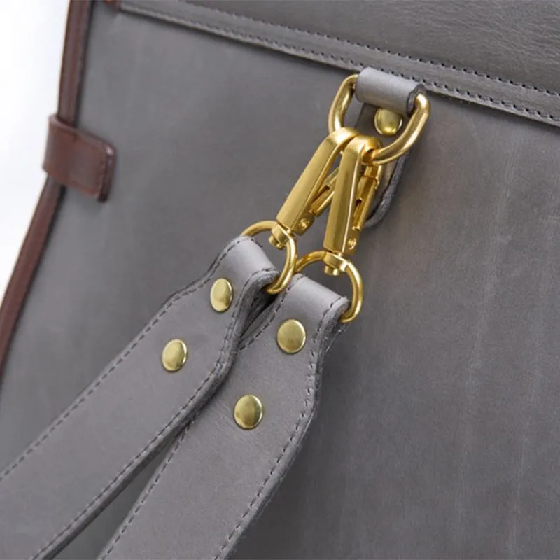 Vintage Fashion Vegetable Tanned Leather Colour Clash Backpack