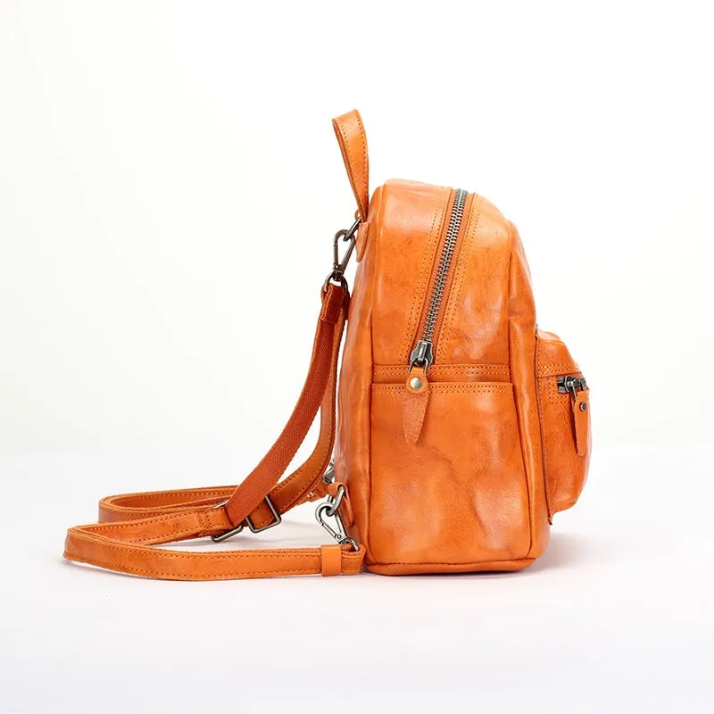 Vintage Niche Vegetable Tanned Leather Backpack