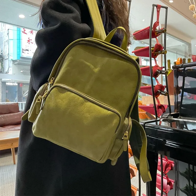 Vintage Vegetable Tanned Leather Large Capacity Shoulder Bag for Women