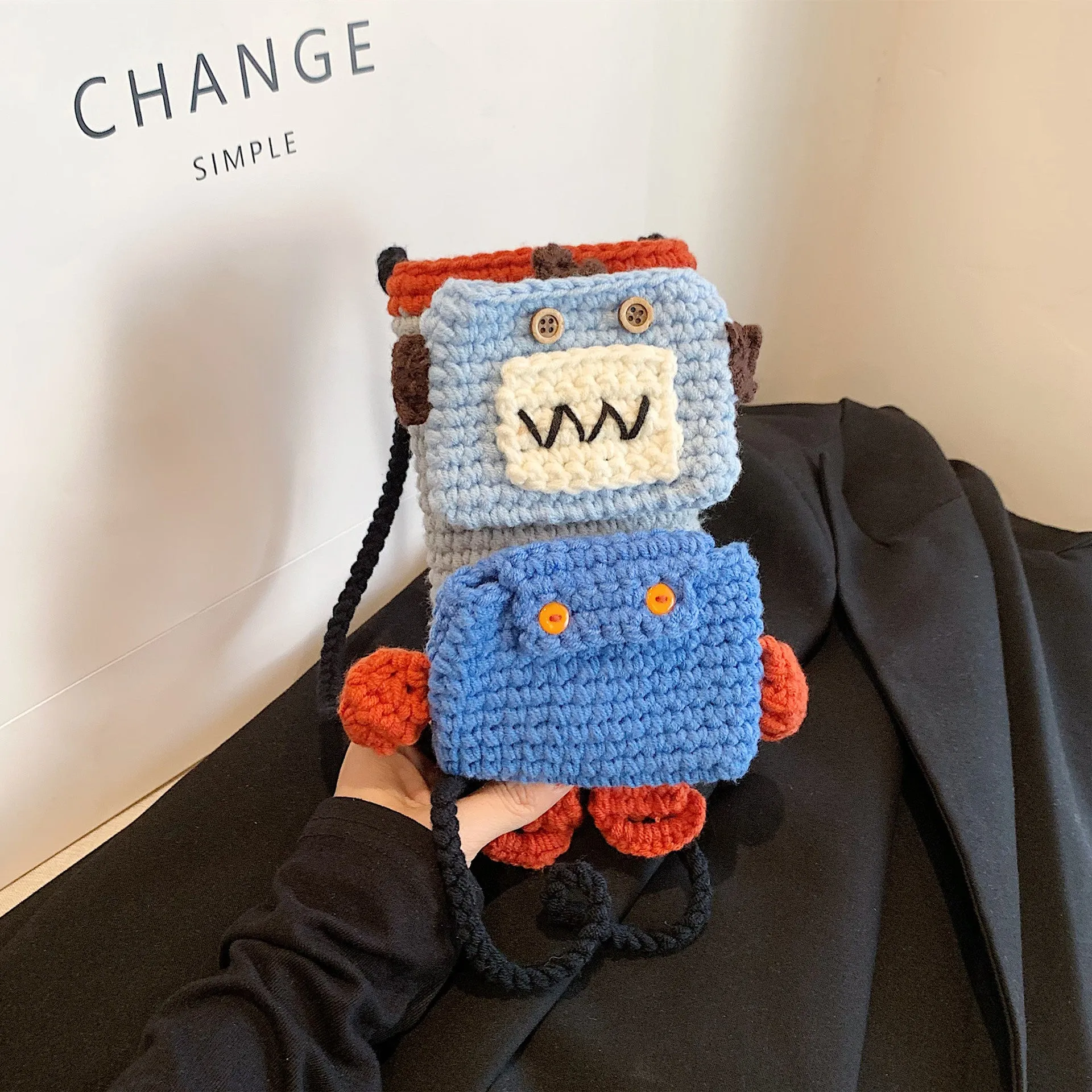 Wholesale Cartoon Cute Lamb Woven Bag Handmade Knitted Wool Bag Fashion Parent-Child Shoulder Crossbody Bag