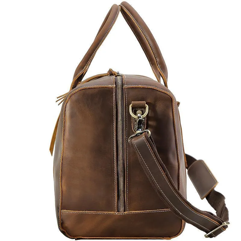 Woosir Mens Leather Duffel Bag Overnight Tote